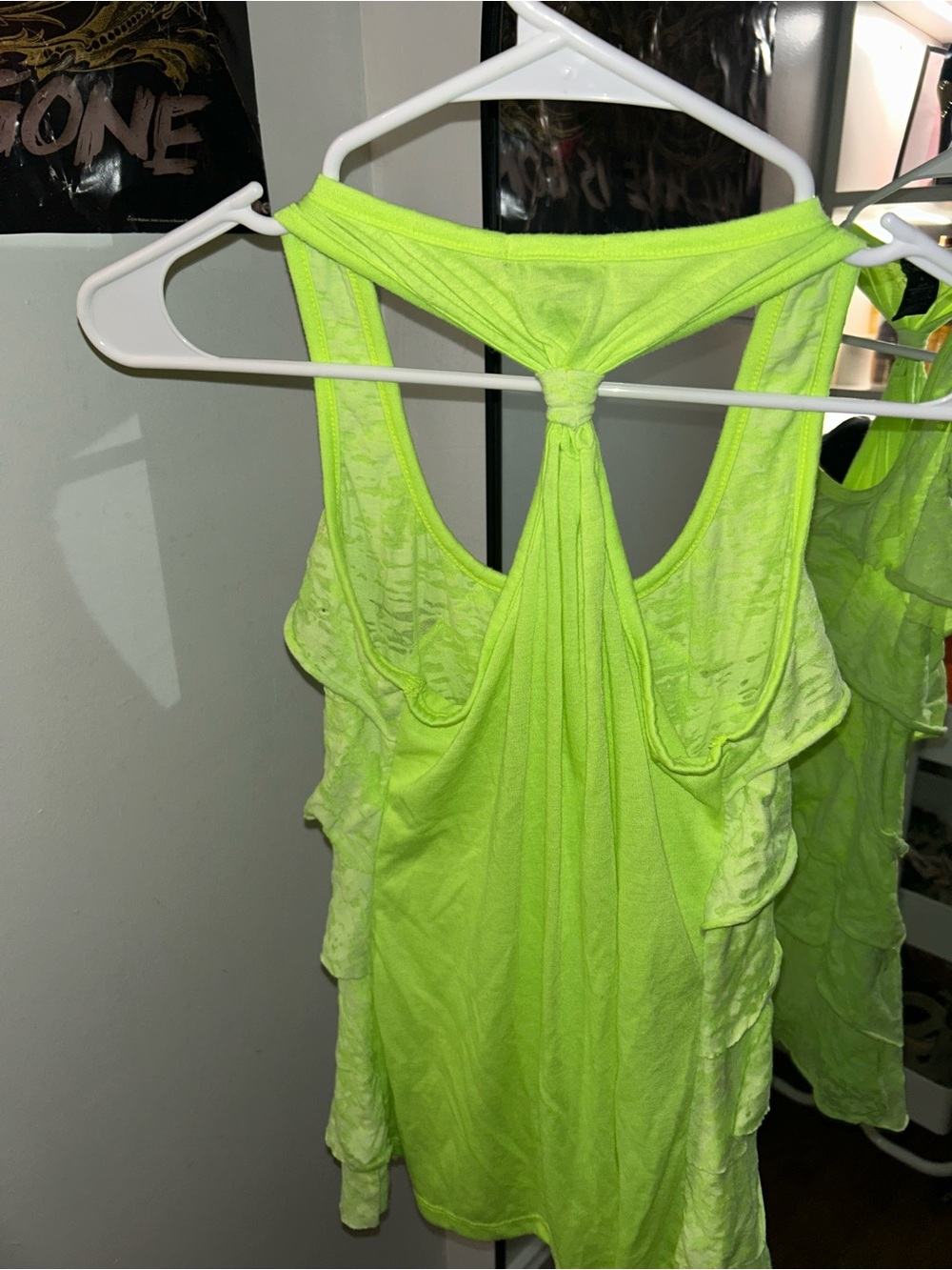 Y2k Rue 21 Neon Green Ruffle Tank Top - Picture 5 of 5